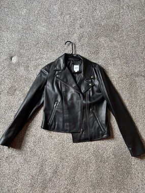 GAP Black Faux Leather Moto Jacket